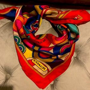Coach Poppy 1941| Coach 100% Silk Square Logo Large Scarf Bright Logo Pattern